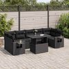 vidaXL Set Divani da Giardino con Cuscini 8 pz Nero in Polyrattan