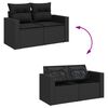 vidaXL Set Divani da Giardino 5 pz con Cuscini Nero Polyrattan Acacia