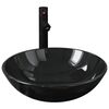 vidaXL Lavandino Bagno con Rubinetto e Piletta in Vetro Temperato Nero
