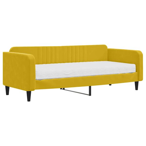 vidaXL Divano Letto con Materasso Giallo 90x200 cm in Velluto