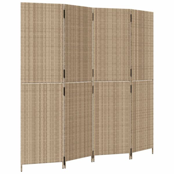 vidaXL Divisorio per Ambienti a 4 Pannelli Beige in Polyrattan
