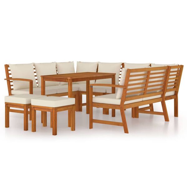 vidaXL Set da Pranzo da Giardino 9pz con Cuscini Legno Massello Acacia