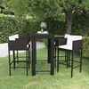 vidaXL Set Bar da Giardino 5 pz con Cuscini Polyrattan Nero