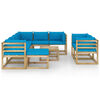 vidaXL Set Salotto Giardino con Cuscini 10 pz in Pino Impregnato