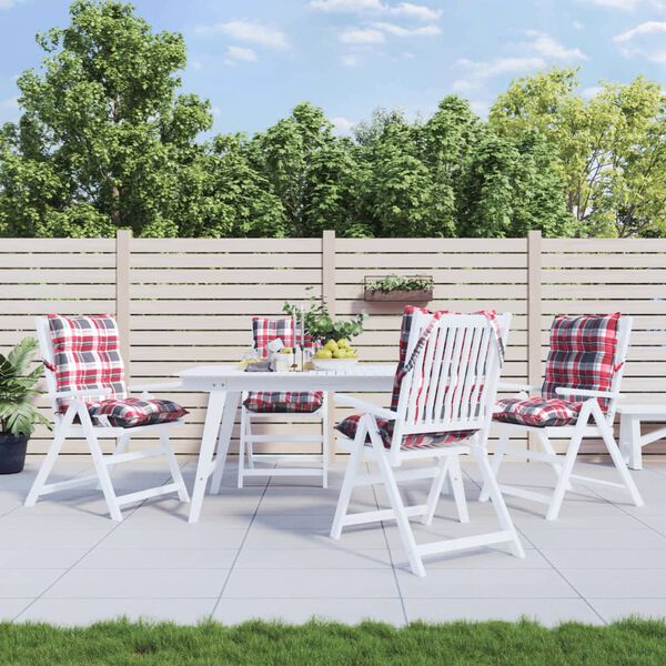 vidaXL Cuscini Sedia Schienale Basso 4 pz Quadri Rosso Tessuto Oxford