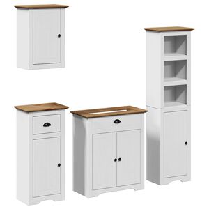 vidaXL Set Mobili da Bagno 4 pz BODO Bianco in Legno Massello di Pino