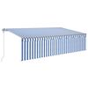 vidaXL Tenda Automatica Parasole LED Sensore Vento 5x3 m Blu Bianco