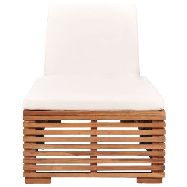 vidaXL Lettino Prendisole con Cuscino in Massello di Teak Crema