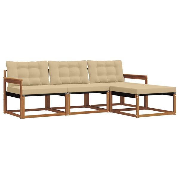vidaXL Set di divani da esterno con cuscino 4 pcs Naturale e Beige