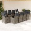 vidaXL Set Bistr&ograve; da Giardino 11 pz con Cuscini in Polyrattan Grigio