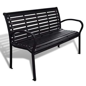 vidaXL Panchina da Giardino 125 cm Nera in Acciaio e WPC