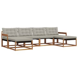 vidaXL Set di divani da esterno 6 pcs Grigio Naturale e Chiaro