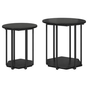 vidaXL Set tavolini con lo scaffale 2 pcs Rovere Nero