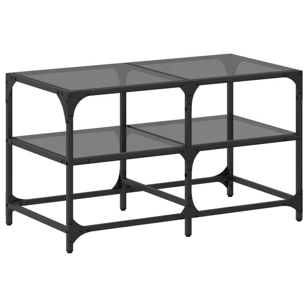 vidaXL Tavolino con Piano in Vetro Nero 78,5x40x45 cm Acciaio