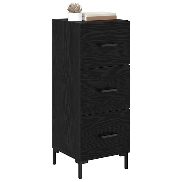vidaXL Credenza Rovere Nero 34,5 x 34 x 90 cm Legno multistrato