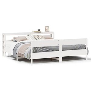 vidaXL Giroletto senza Materasso Bianco 200x200 cm Legno Massello Pino