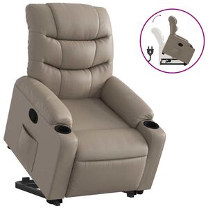 vidaXL Poltrona Alzapersona Reclinabile Cappuccino in Similpelle