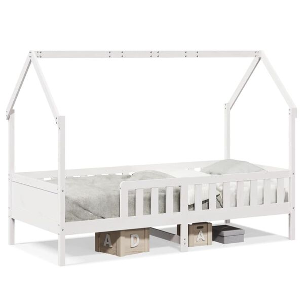 vidaXL Giroletto Casetta Bambini Bianco 90x190 cm Legno Massello Pino
