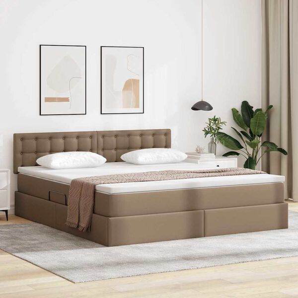 vidaXL Letto con contenitore e materasso Cappuccino 180 x 200 cm