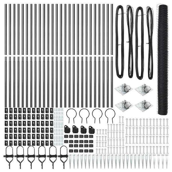 vidaXL Palo della recinzione Grigio 50 x 1,6 m (36 mm rete)