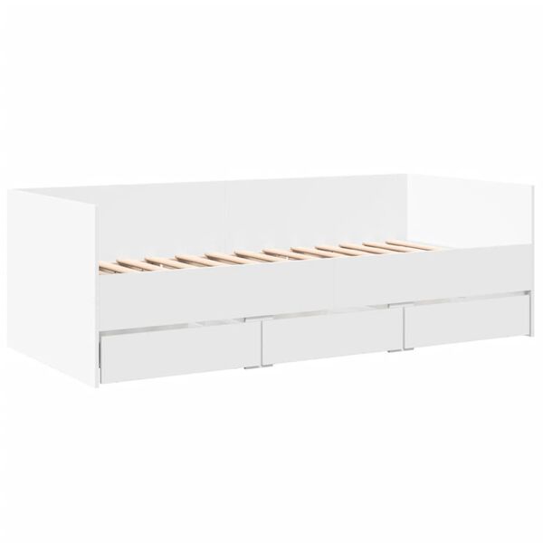 vidaXL Divano Letto con Cassetti senza Materasso Bianco 90x190 cm