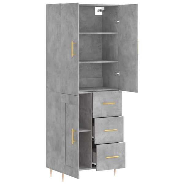 vidaXL Credenza Grigio Cemento 69,5x34x180 cm in Legno Multistrato