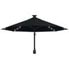 vidaXL Ombrellone da Giardino a Parete con LED 300 cm Nero