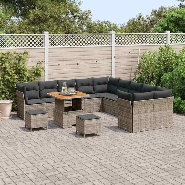 vidaXL Set Divano da Giardino 13 pcs Grigio polyrattan