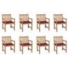 vidaXL Sedie da Giardino 8 pz con Cuscini Rosso Vino Massello di Teak