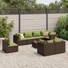 vidaXL Set Divani da Giardino 9 pz con Cuscini in Polyrattan Marrone