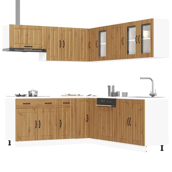 vidaXL Set Mobili da Cucina 11 pz Lucca Rovere Artigianale Truciolato