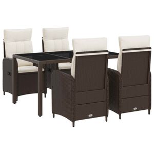vidaXL Set da pranzo per esterni 5 pz Marrone e Bianco Crema