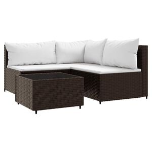 vidaXL Set Mobili da Giardino 4 pz con Cuscini in Polyrattan Marrone