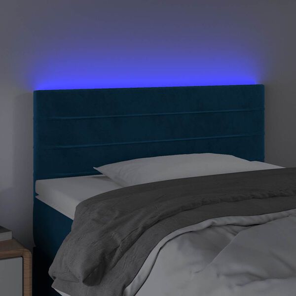 vidaXL Testiera a LED Blu Scuro 100x5x78/88 cm in Velluto