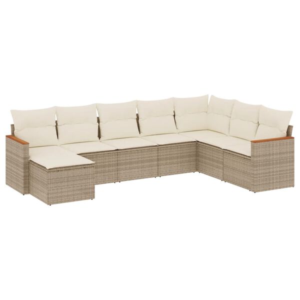 vidaXL Set Divano da Giardino 8 pz con Cuscini Beige in Polyrattan
