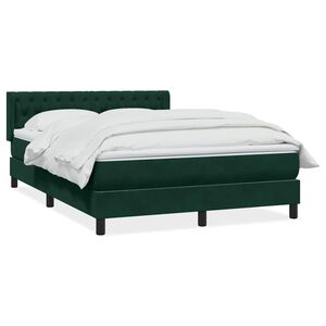 vidaXL Giroletto a Molle con Materasso Verde Scuro 160x220 cm Velluto