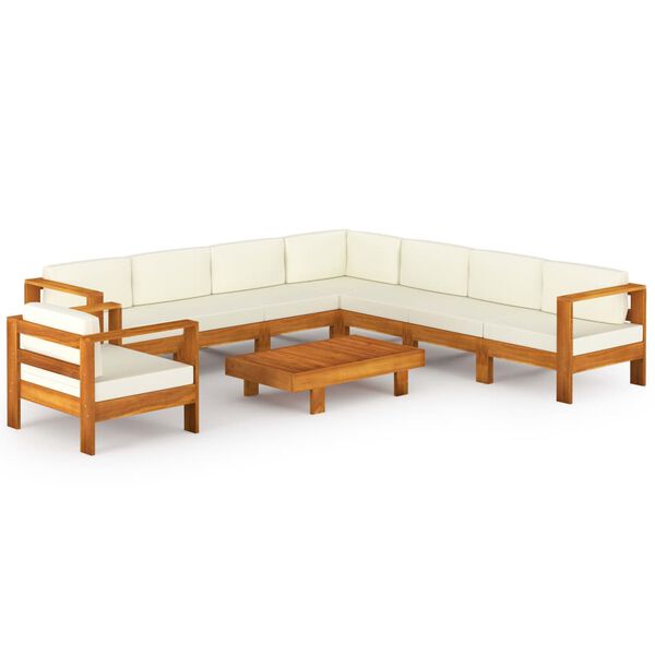 vidaXL Set da giardino 9 pezzi con cuscini 100x60 cm in legno di acacia