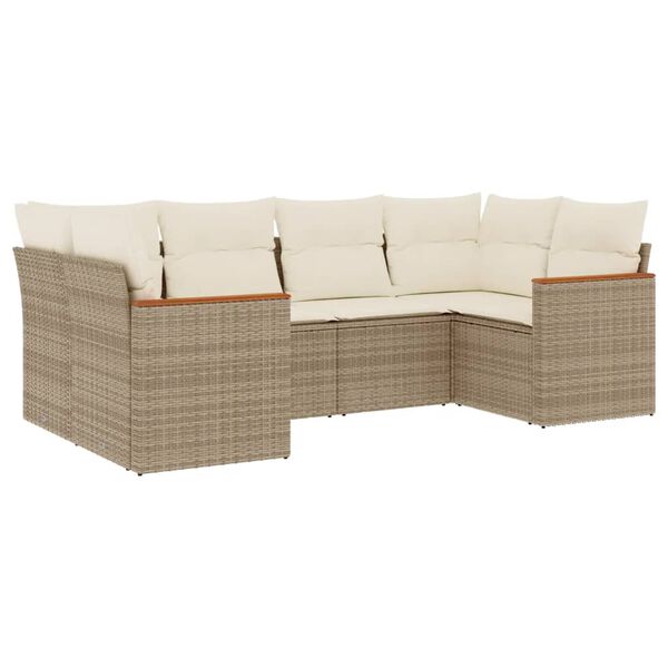vidaXL Set Divano da Giardino 6 pz con Cuscini Beige in Polyrattan