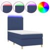 vidaXL Letto a Molle con Materasso e LED Blu 90x190 cm in Tessuto