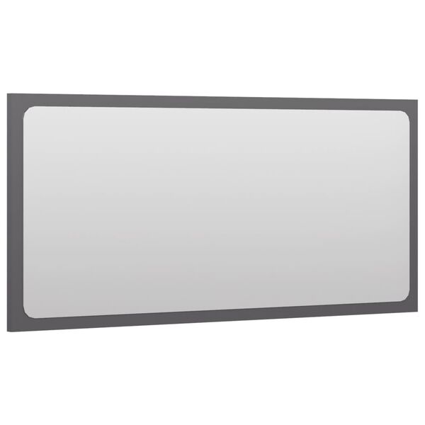 vidaXL Specchio da Bagno Grigio Lucido 80x1,5x37 cm Legno Multistrato