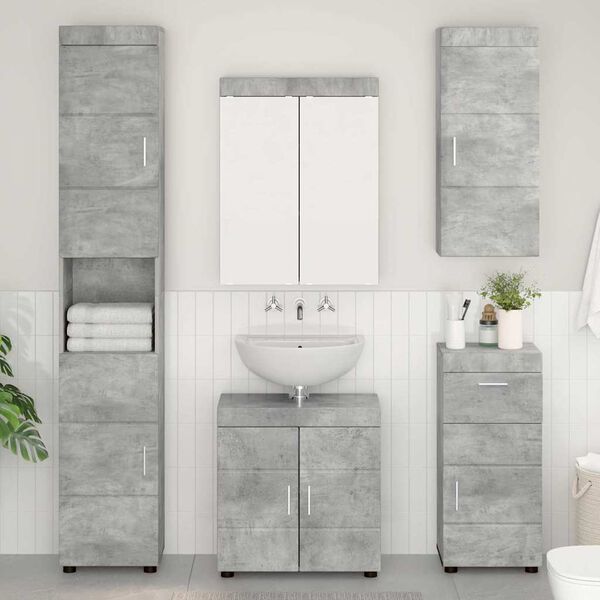 vidaXL Armadio da bagno a muro TULUM Grigio cemento 37 x 24,5 x 86 cm