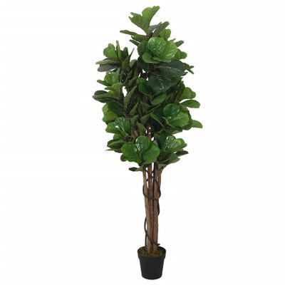 vidaXL Albero Ficus Lyrata 96 Foglie 80 cm Verde