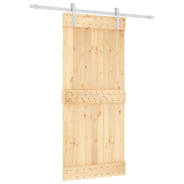 vidaXL Porta Scorrevole con Set Hardware 90x210 cm Legno Massello Pino