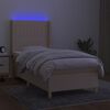 vidaXL Letto a Molle con Materasso e LED Crema 100x200cm in Tessuto