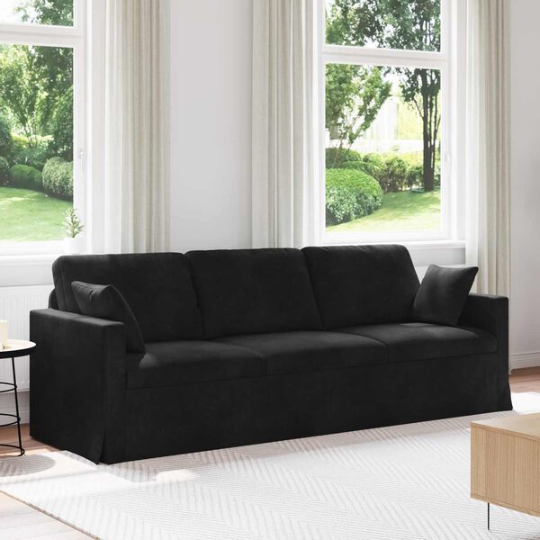 vidaXL Divano Nero 228 x 78 x 80 cm Velluto