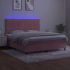 vidaXL Letto a Molle con Materasso e LED Rosa 160x200 cm in Velluto