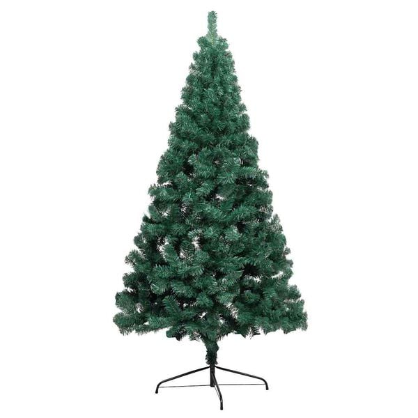 vidaXL Set Albero Natale Artificiale a Met&agrave; LED e Palline Verde 210 cm