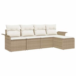 vidaXL Set Divano da Giardino con cuscino 5 pcs Beige polyrattan
