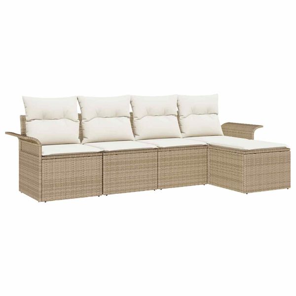 vidaXL Set Divano da Giardino con cuscino 5 pcs Beige polyrattan