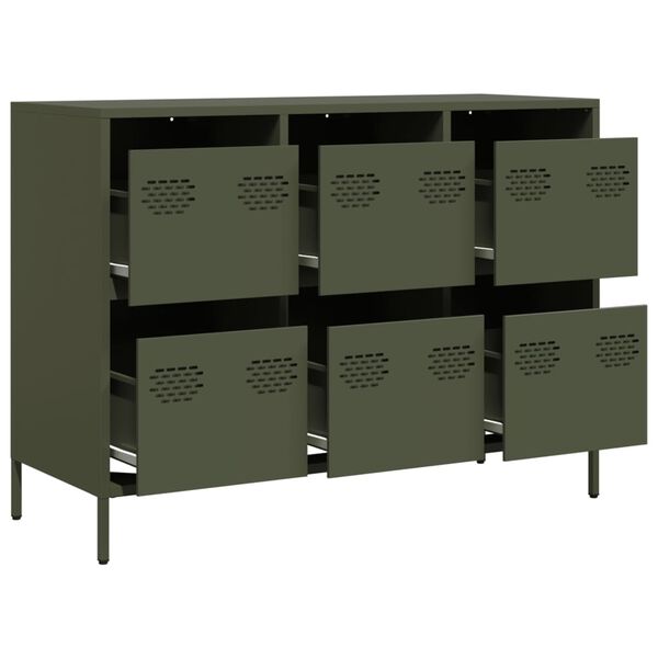 vidaXL Credenza Verde Oliva 101,5x39x73,5 cm Acciaio Laminato a Freddo